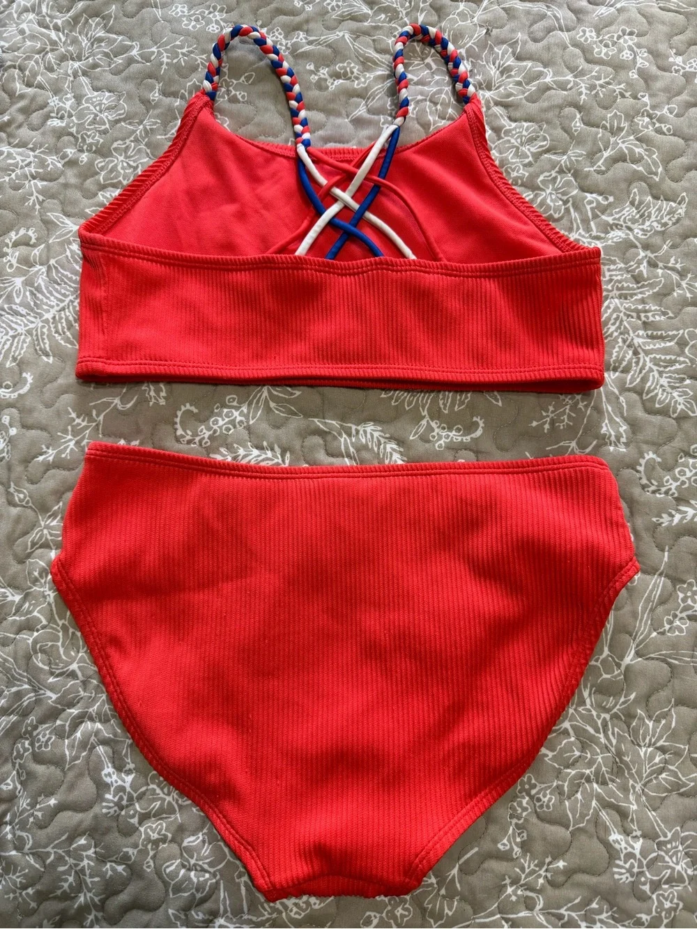 Target Brand Girls Red Ribbed 2-piece Set with Braided Straps